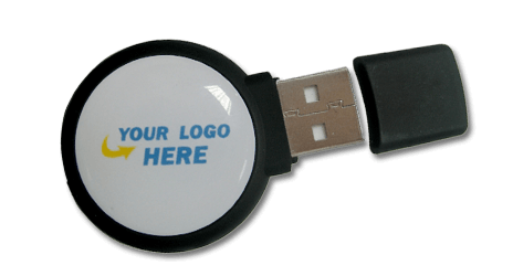 A 3D circular shaped custom USB drive